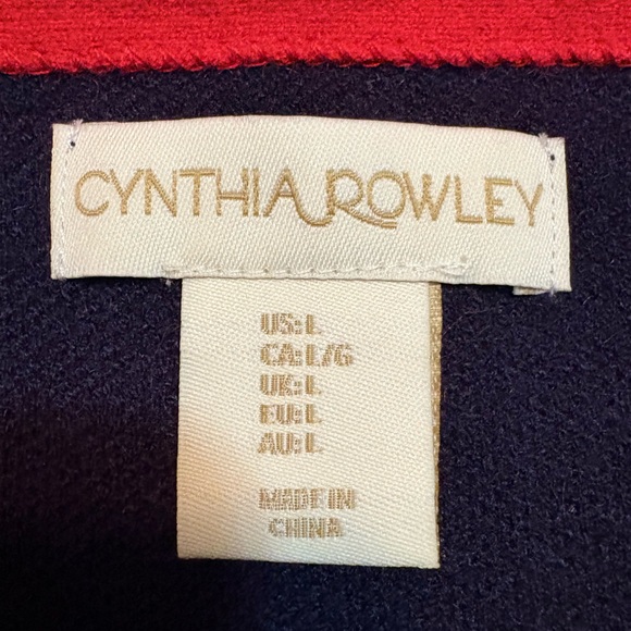 Cynthia Rowley Navy Sweater with Red Heart Accents size Large - Picture 5 of 10